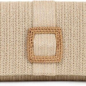 Straw Clutch Purse Women Rattan Evening Handbag Woven Beach Envelope